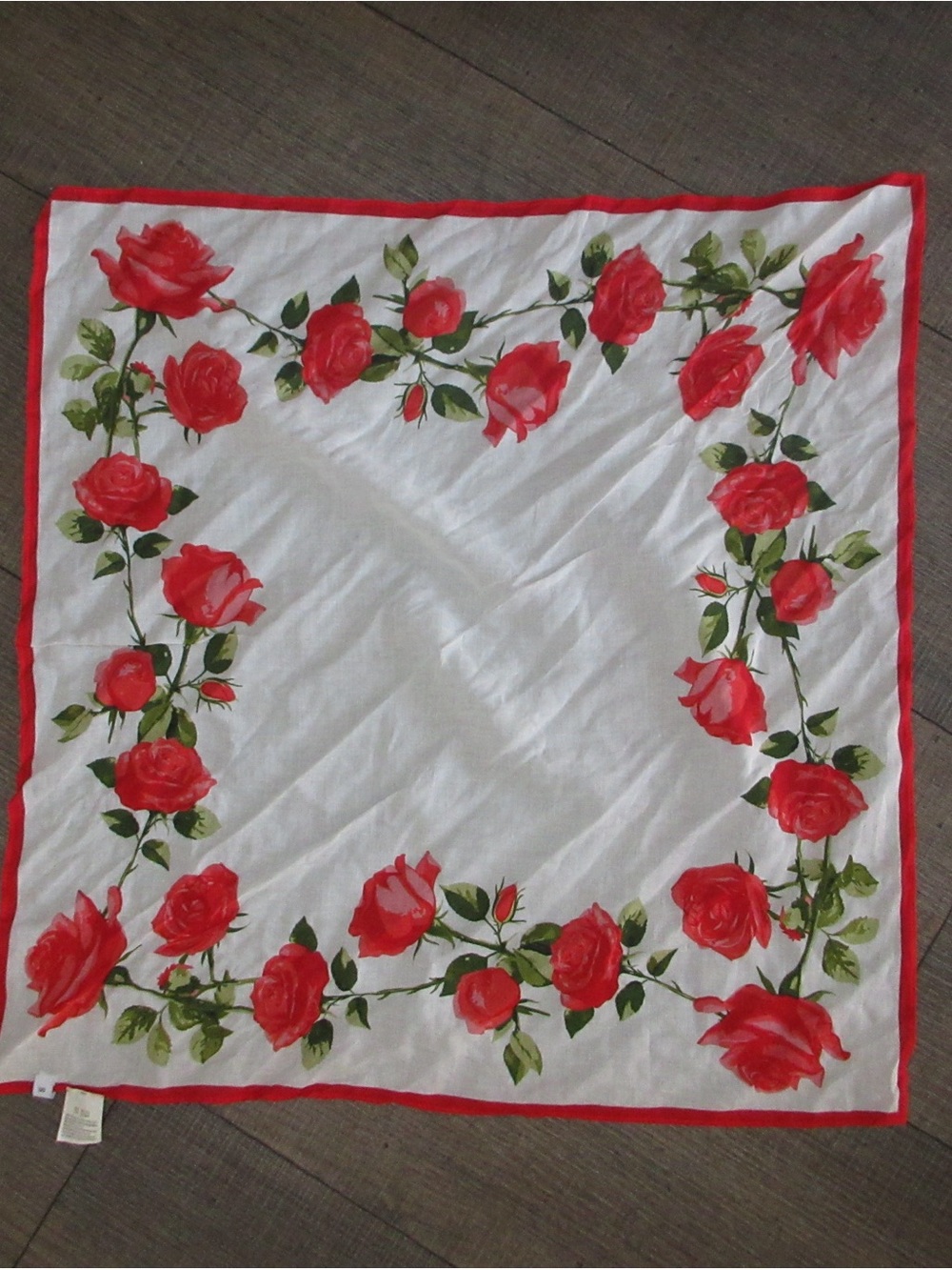 Urban Outfitters White Bandana with Red Rose Border